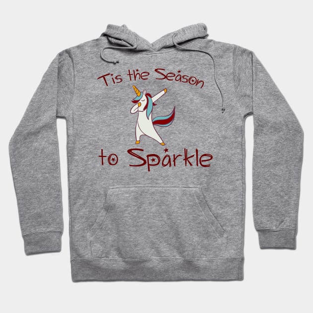 Dabbing Unicorn Christmas Season Sparkle Hoodie by Wanderer Bat